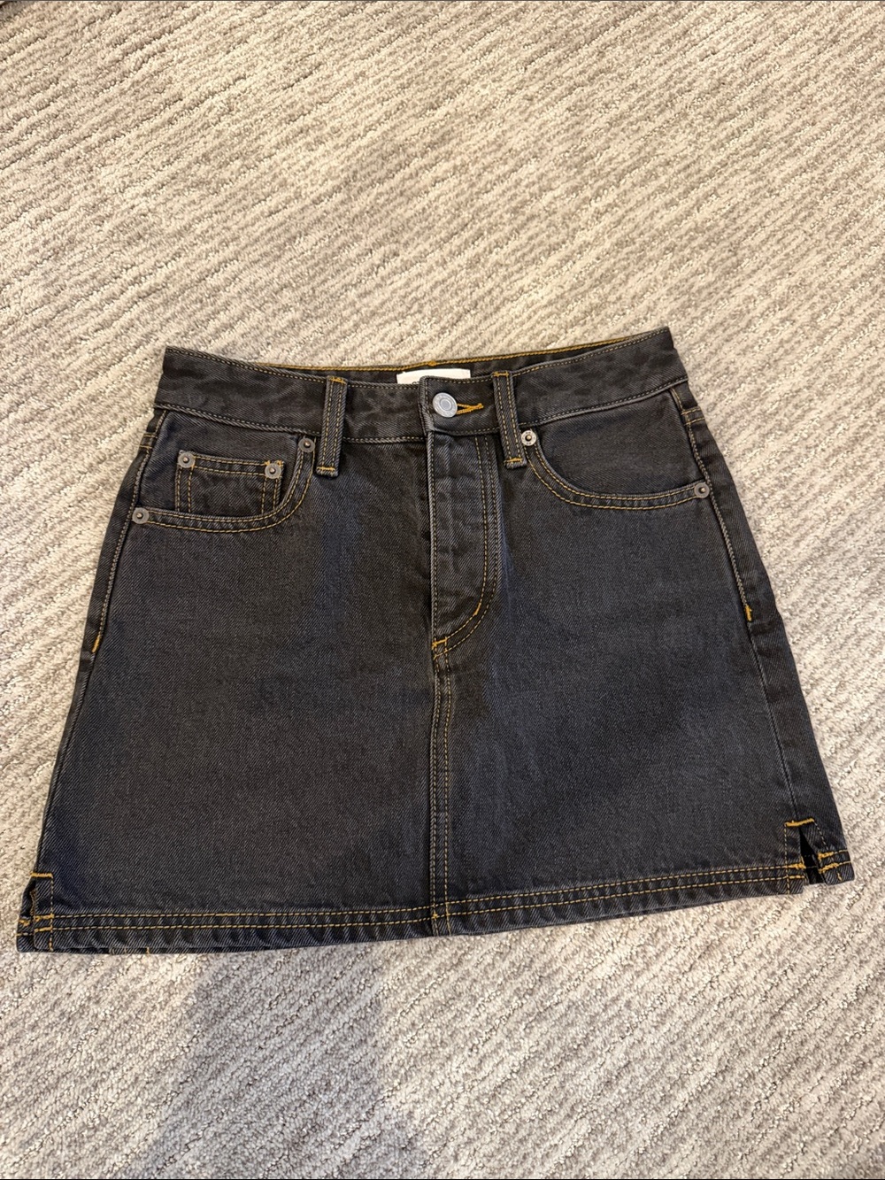 Still Here Classic Black Denim A-Line Skirt